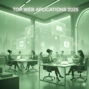 Team collaborating online using top web applications in 2025.